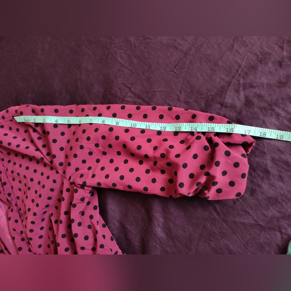 Elle Women's Dark Pink & Black Polka Dot Open Blazer Jacket - Picture 10 of 13